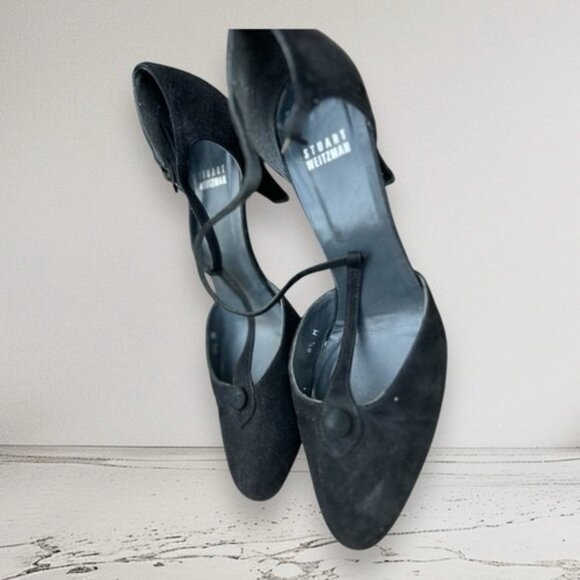 Vintage stuart weitzman Black Tie Satin Heels Shoes Size 8.5/ 39 - Picture 5 of 10